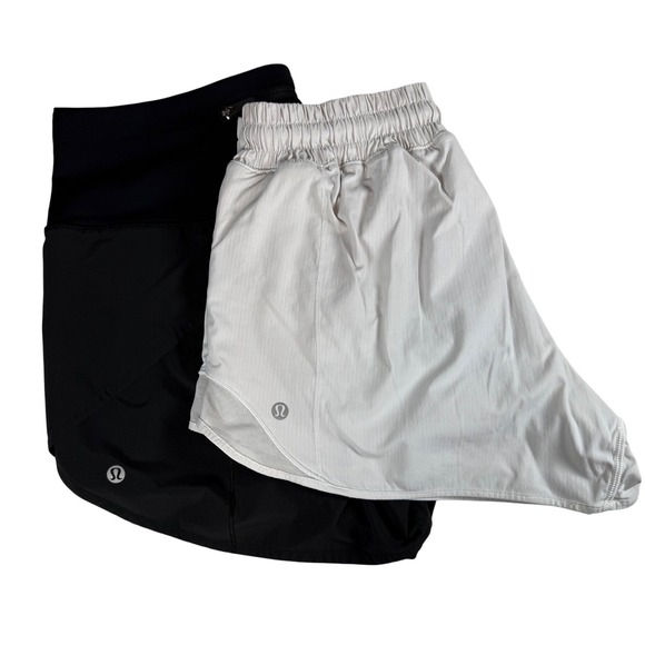 Lululemon Women's Hotty Hot & Speed Up Shorts Bundle, White and Black, Size 8 - Picture 1 of 15